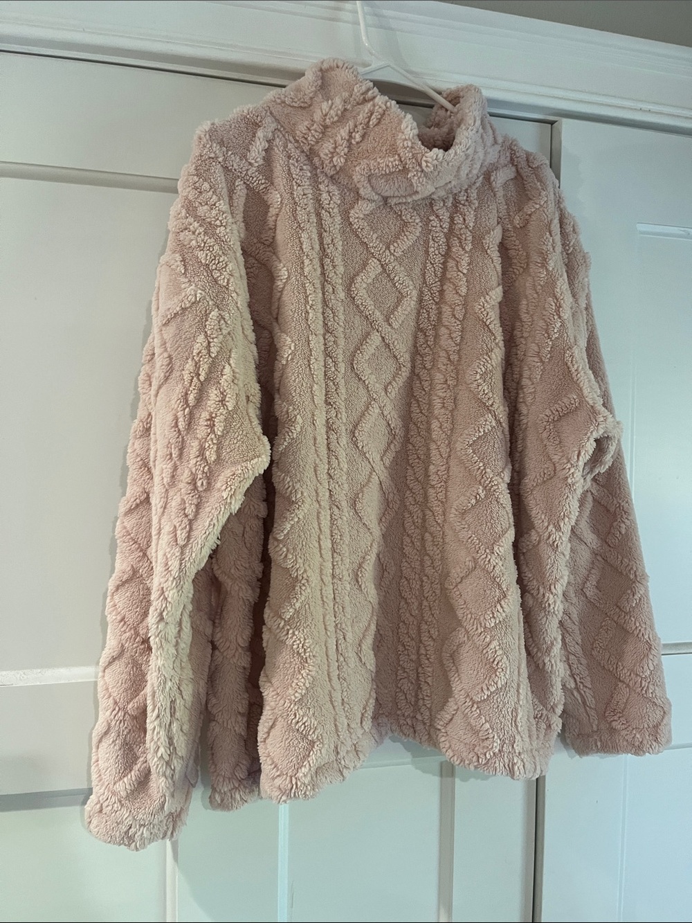 Eddie Bauer Plush Cable Mock Neck Sweater - Blush Pink